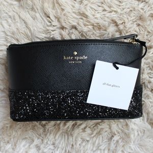 Kate Spade ♠️ Greta Court Glitter Makeup Bag Black